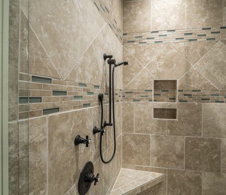 Custom tiled walk-in shower in an Allen, TX bathroom remodel